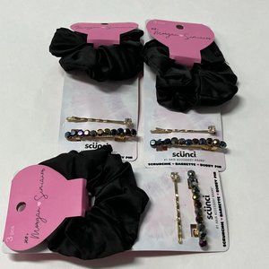Lot of 3 Scunci xo Morgan + Simianer Scrunchie Barrette Bobby Pin Set